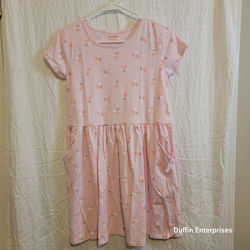 Brand New Cat & Jack Short Sleeve Pink Unicorn Dress NEW WITH TAGS